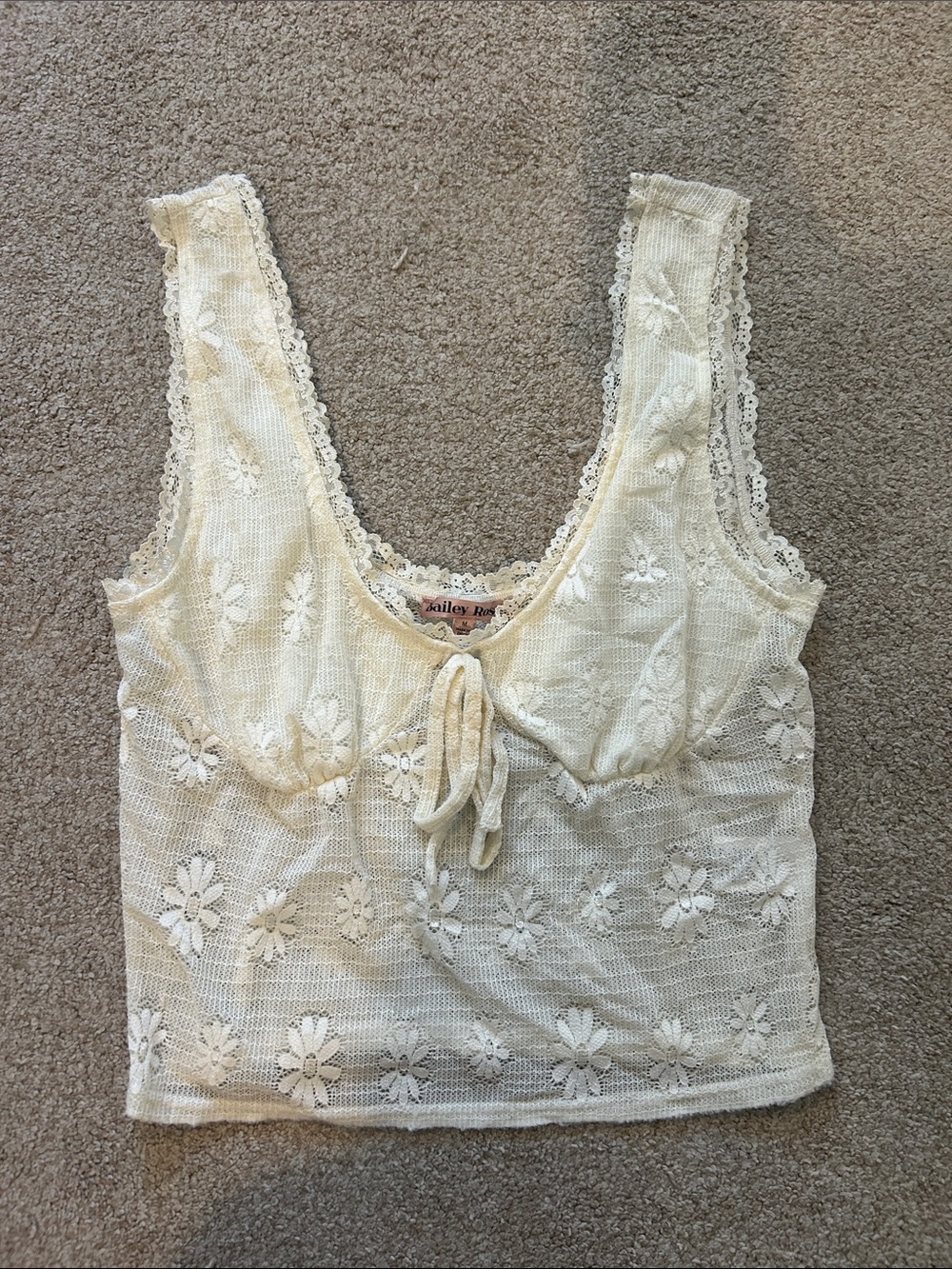Bailey Rose Cream Sheer Lace Tank Top